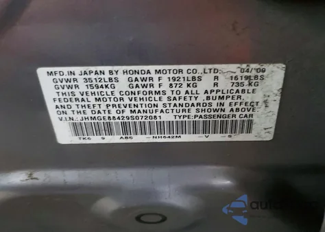 2009 Honda Fit Sport z USA, uszkodzony, nr VIN JHMGE88429S072081